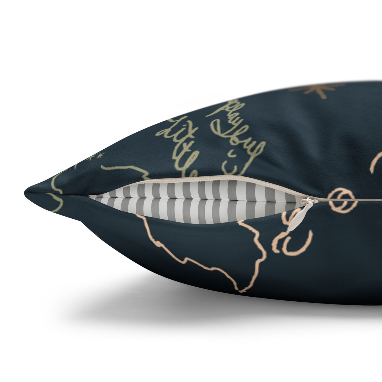 Faux Suede Pillowcase — Hand-Drawn Night Sky Foxes Pattern