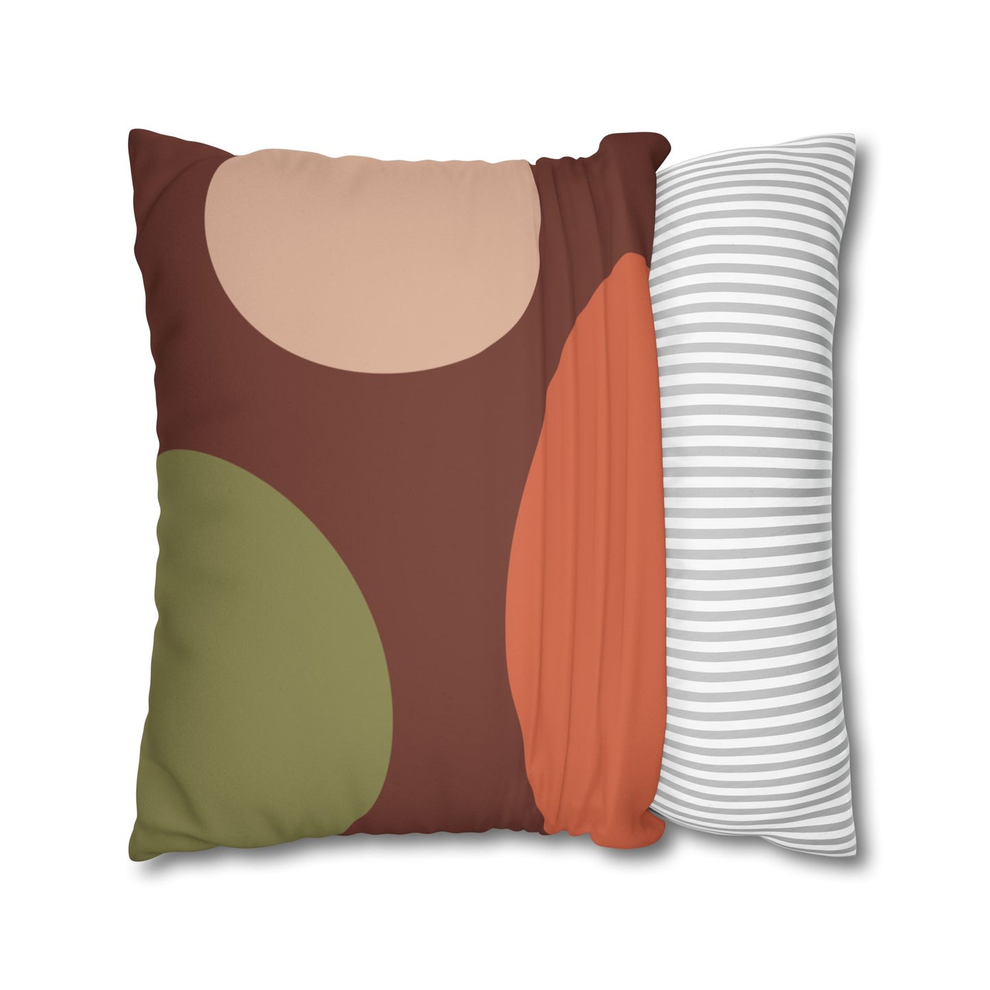 Abstract Earth-Tone Square Pillowcase — Midcentury Modern Boho Decorative Throw Pillow