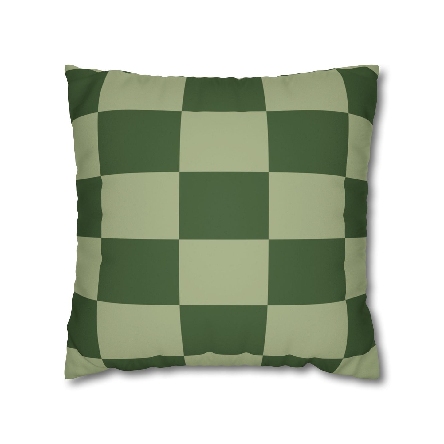 Green Checkerboard Faux Suede Pillowcase