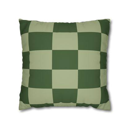 Green Checkerboard Faux Suede Pillowcase
