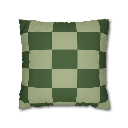 Green Checkerboard Faux Suede Pillowcase