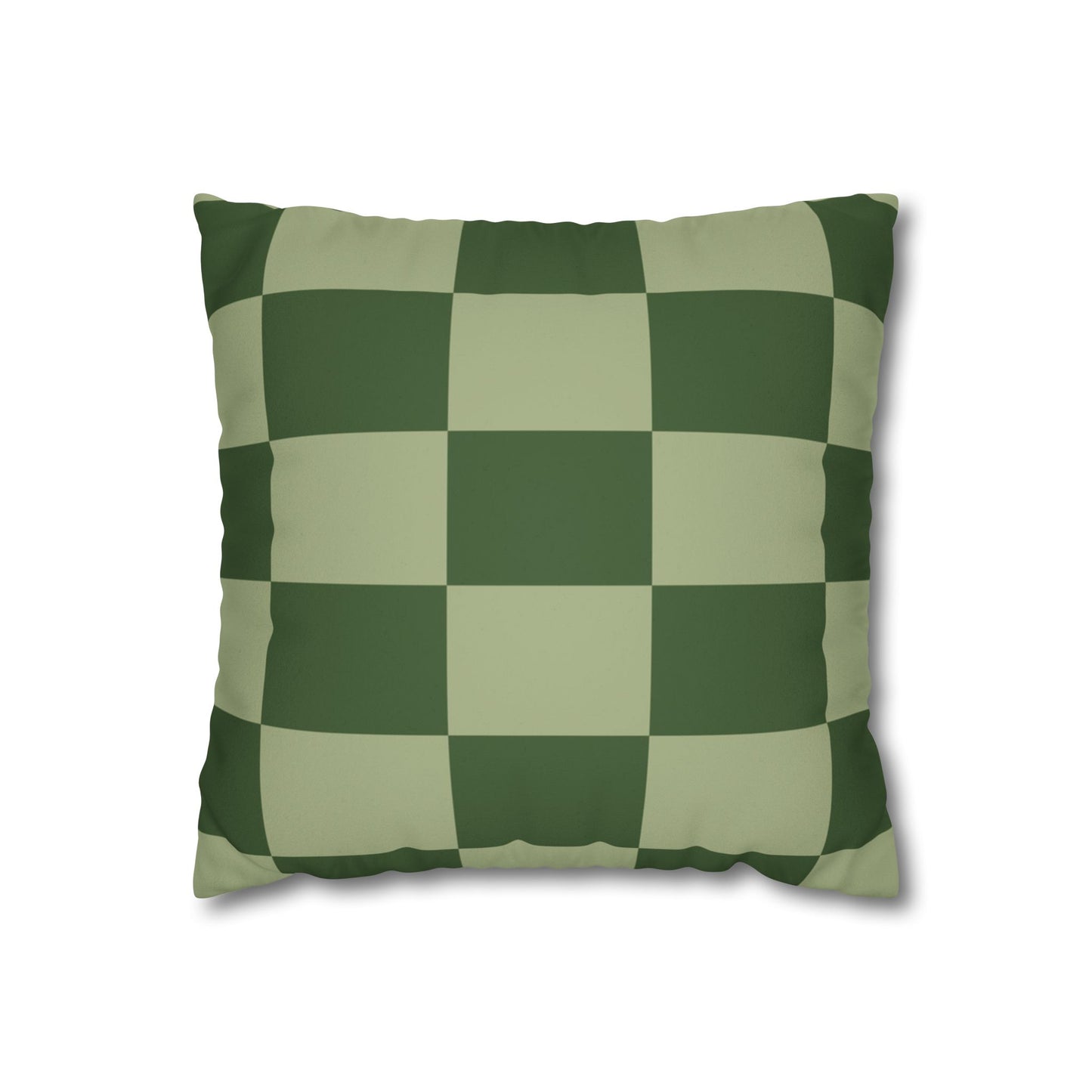 Green Checkerboard Faux Suede Pillowcase