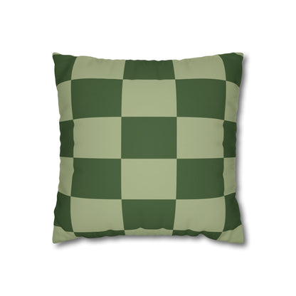 Green Checkerboard Faux Suede Pillowcase