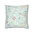 Ice Blue Playful Fox Faux Suede Pillow Cover