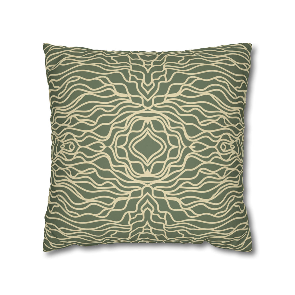 Green Organic Wave Faux Suede Pillow Cover