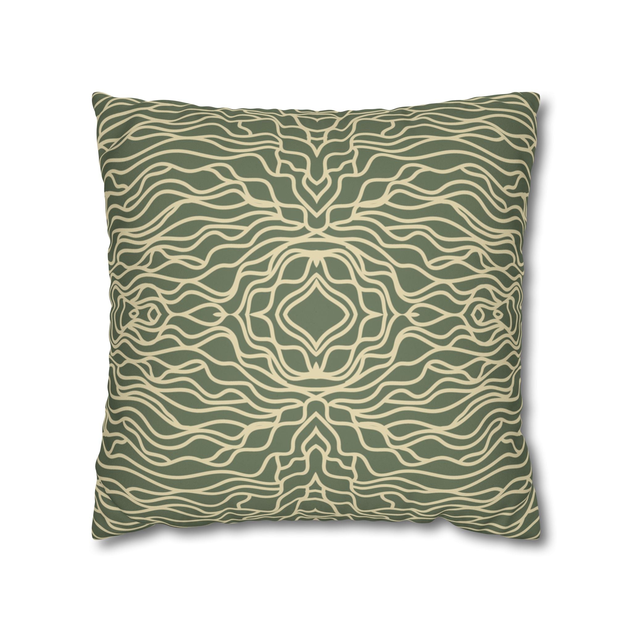 Green Organic Wave Faux Suede Pillow Cover
