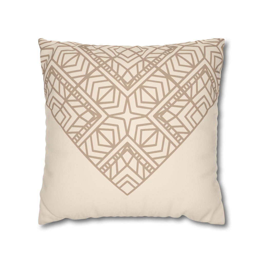 Beige Geometric Tiles Faux Suede Pillow Cover