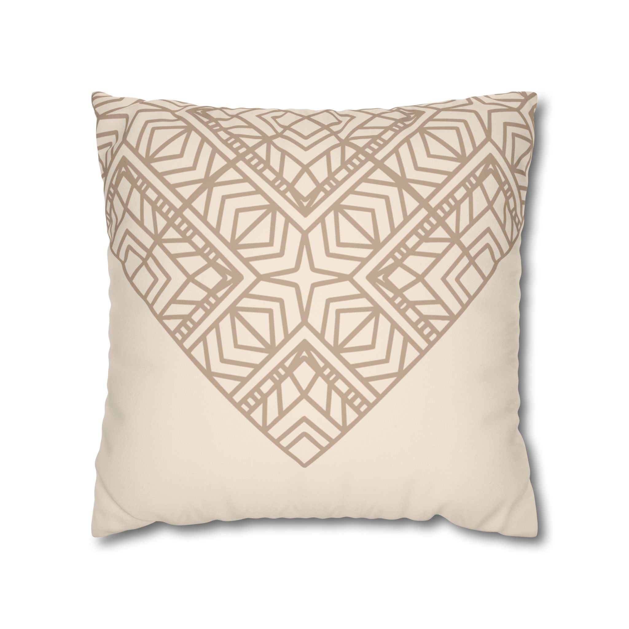 Beige Geometric Tiles Faux Suede Pillow Cover