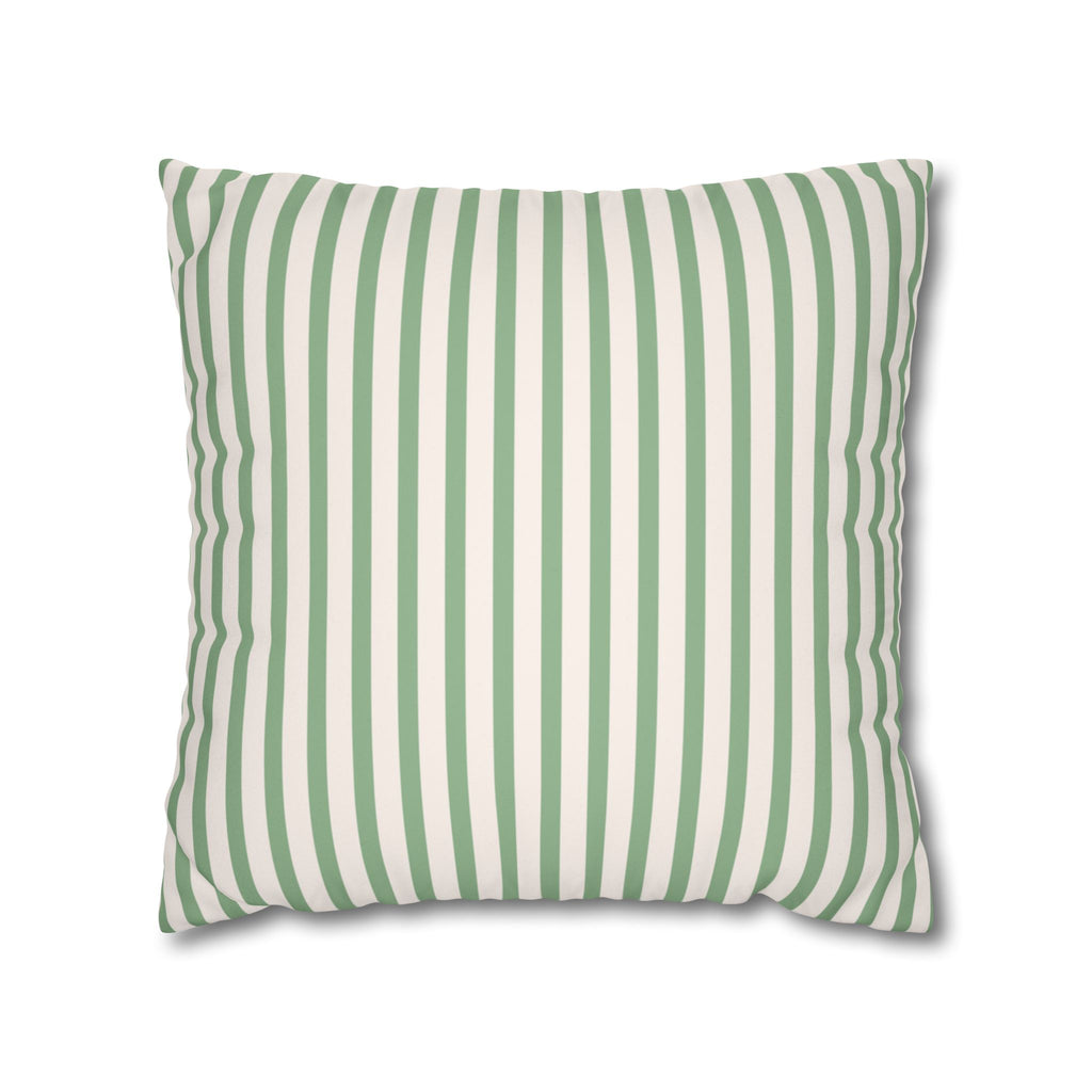 Sage Green Decorative Striped Faux Suede Pillow Cover