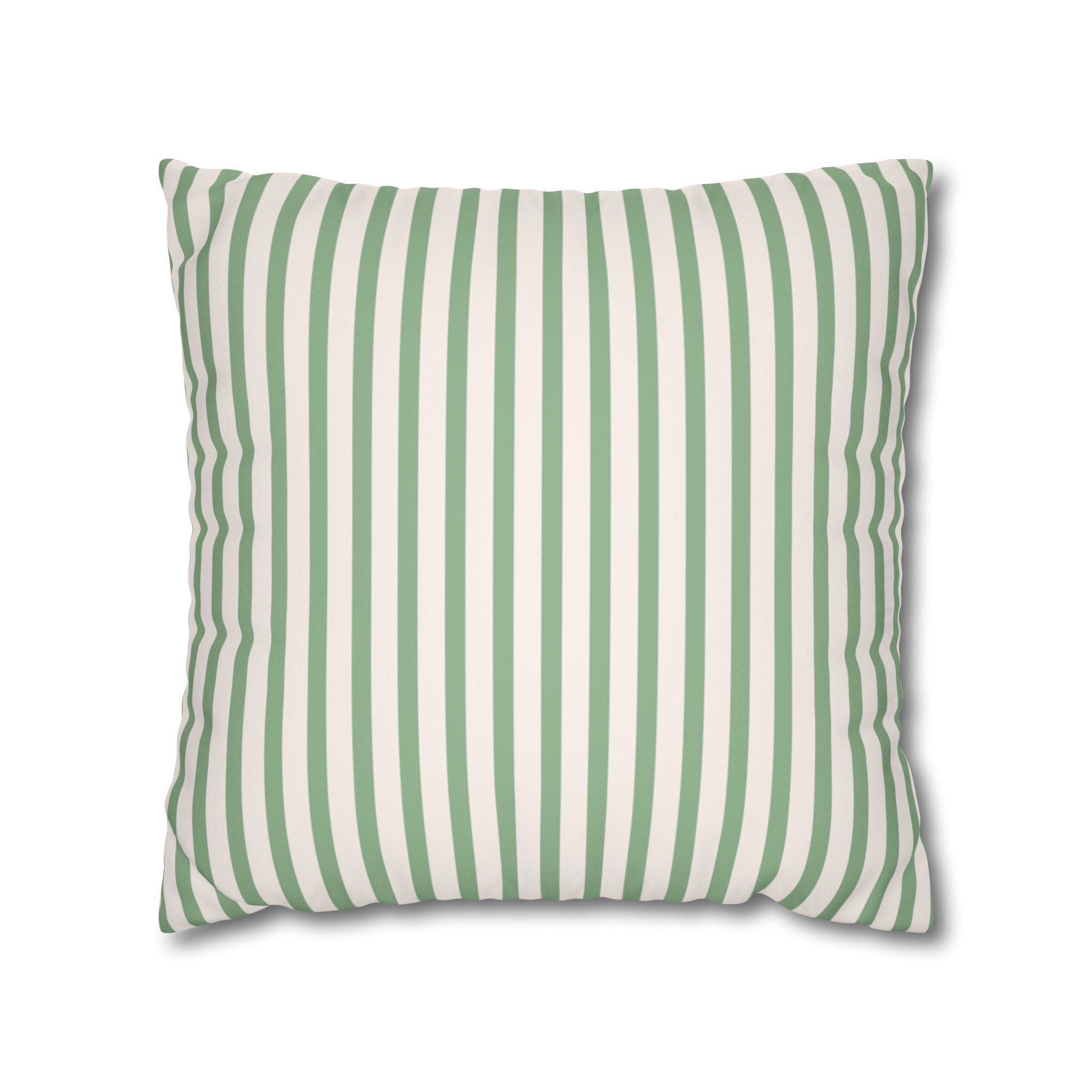 Sage Green Decorative Striped Faux Suede Pillow Cover