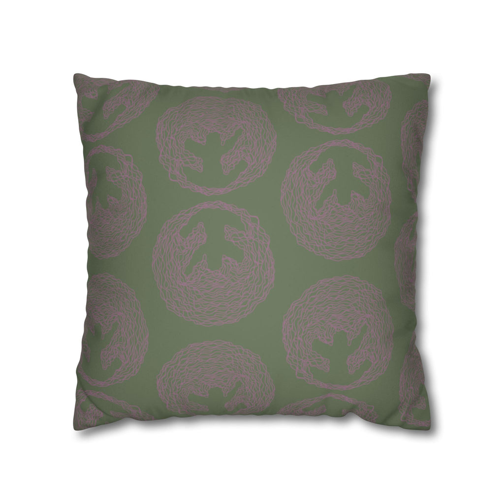 Green and Mauve Lines Faux Suede Pillow Cover