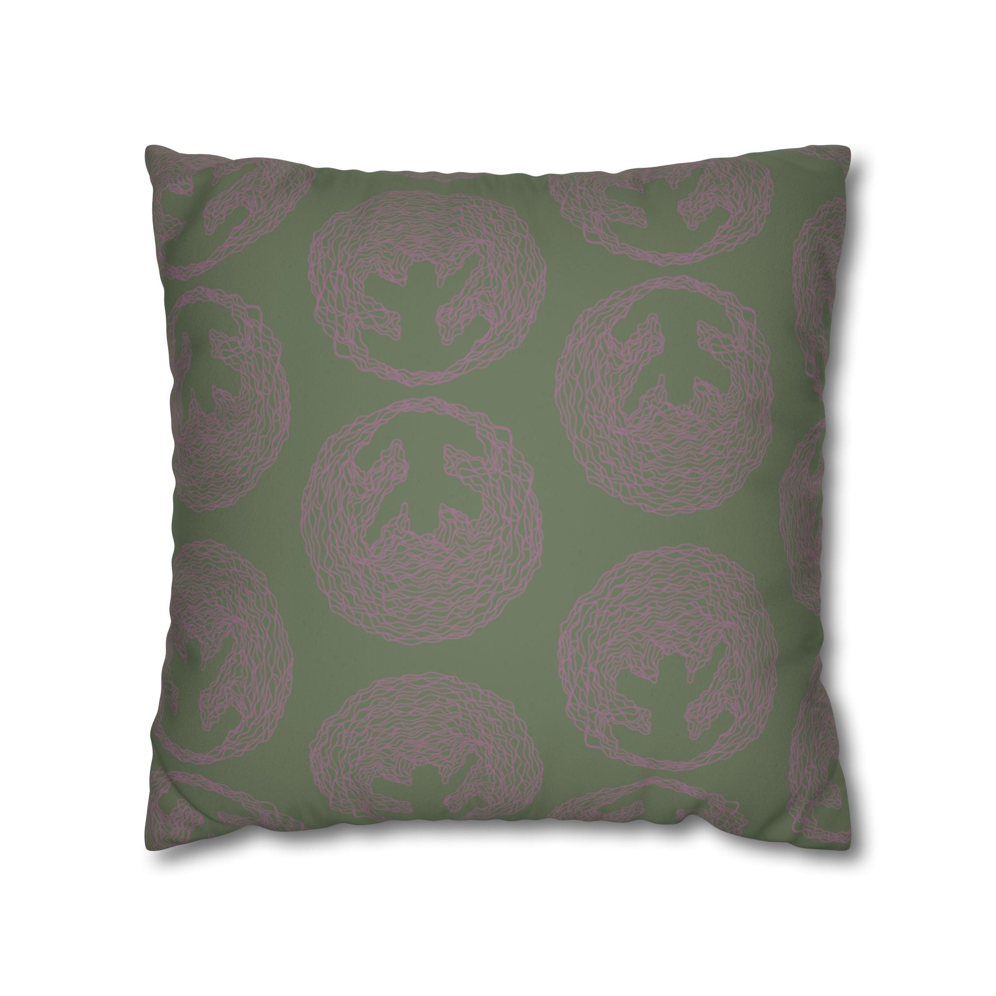 Green and Mauve Lines Faux Suede Pillow Cover