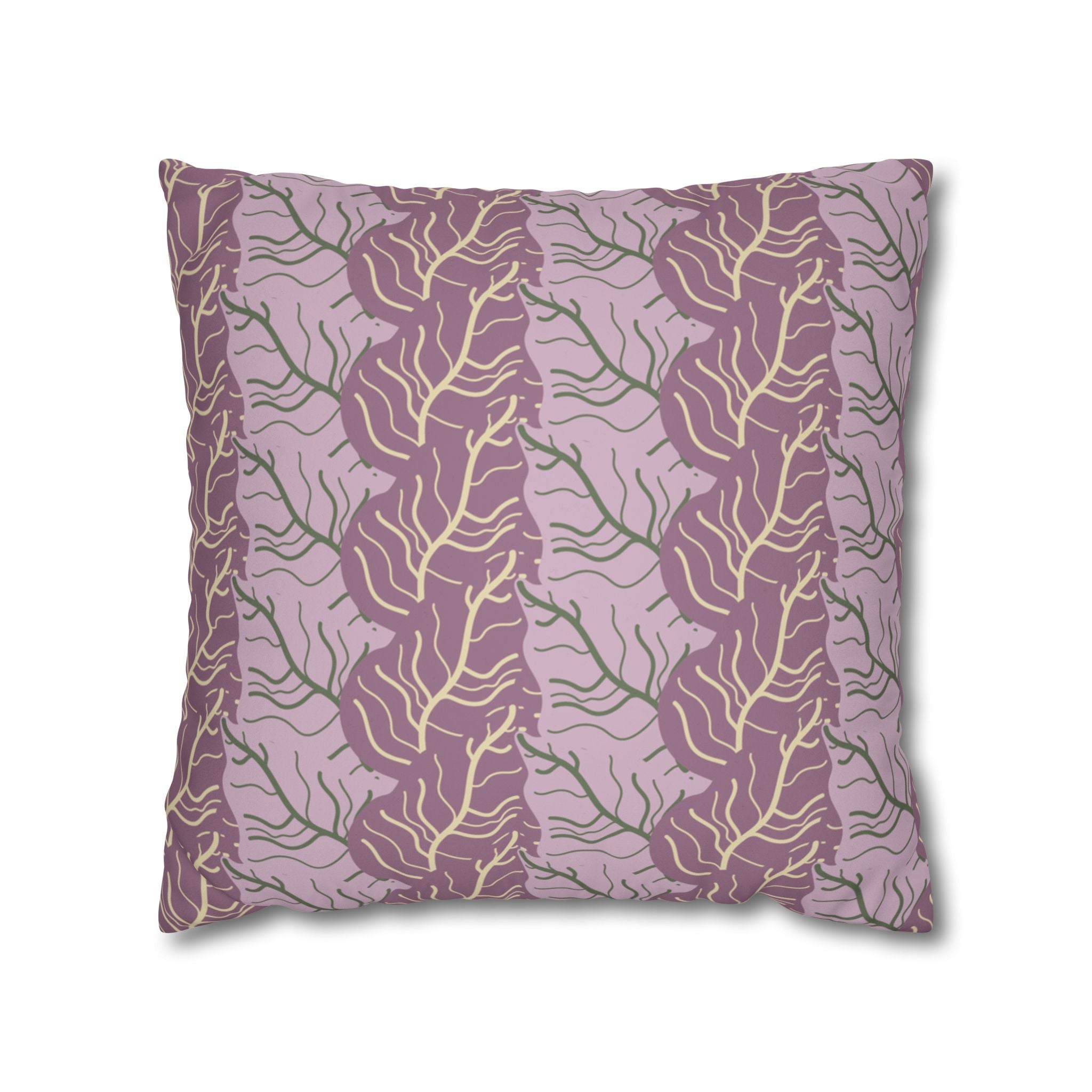 Purple Cabbage Botanical Leaves Faux Suede Pillow Cover