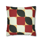Checkered Retro Red White and Black Faux Suede Pillow Cover