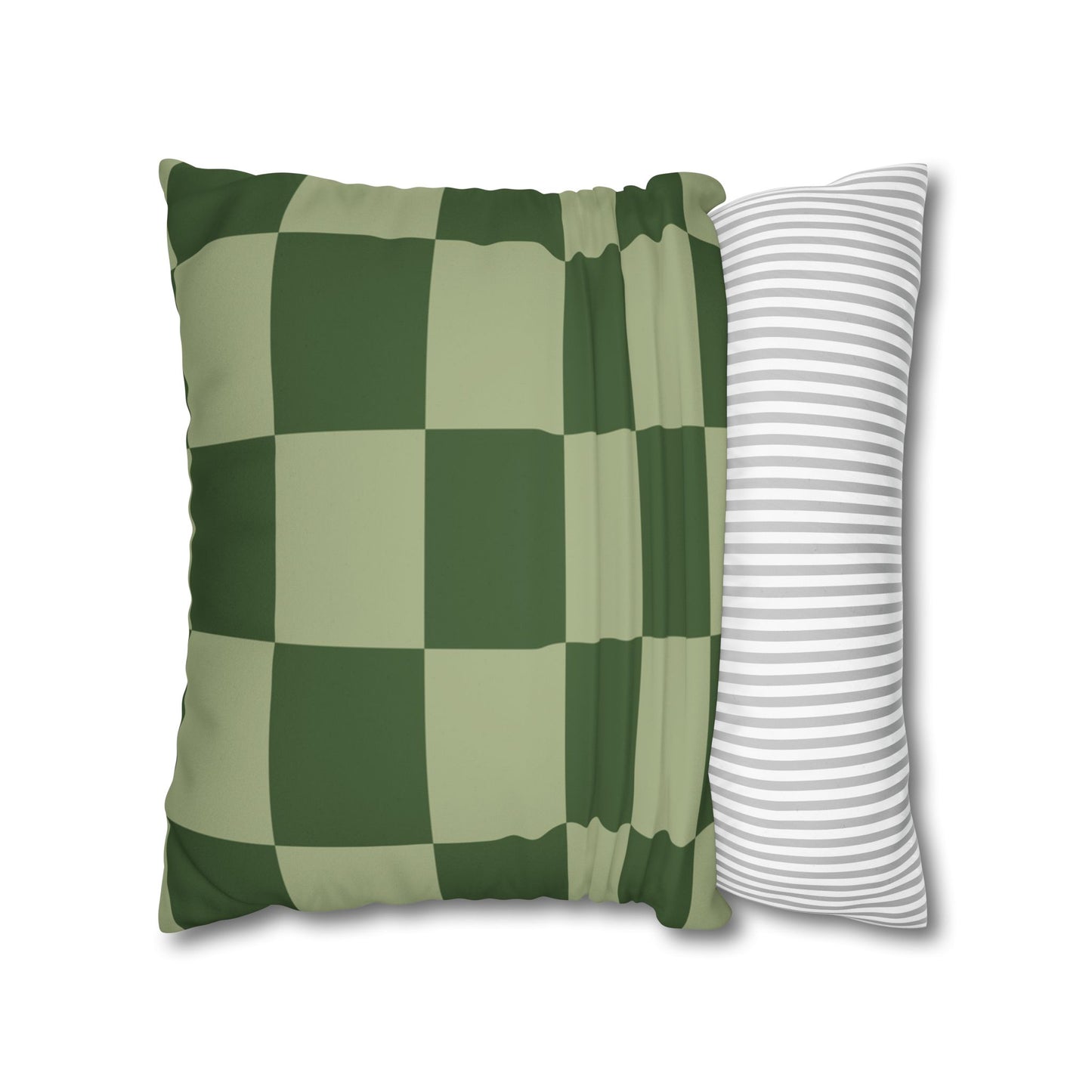 Green Checkerboard Faux Suede Pillowcase