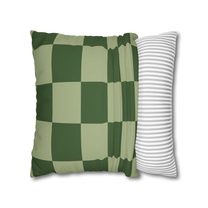 Green Checkerboard Faux Suede Pillowcase