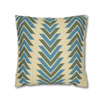 Blue & Olive Geometric Chevron Arrows Faux Suede Pillow Cover