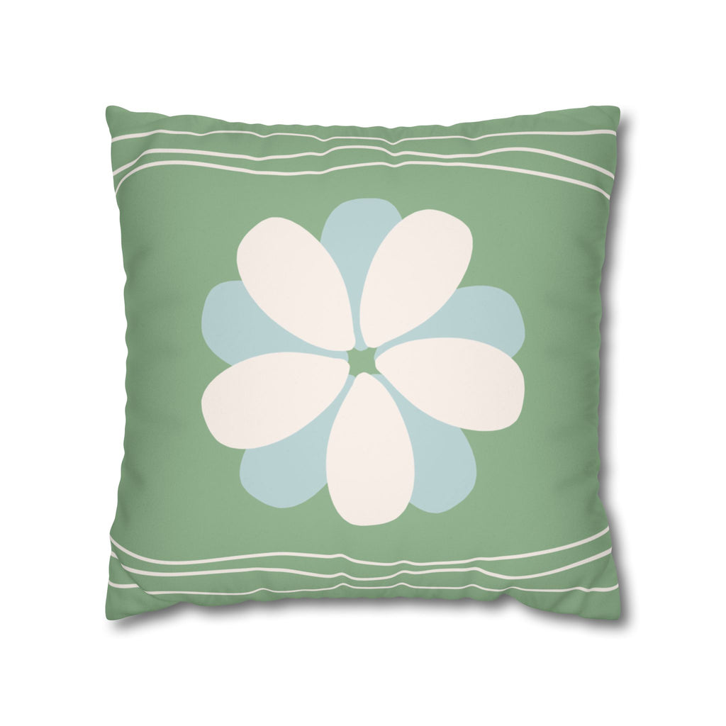 Retro Floral Green Decorative Faux Suede Pillow Cover