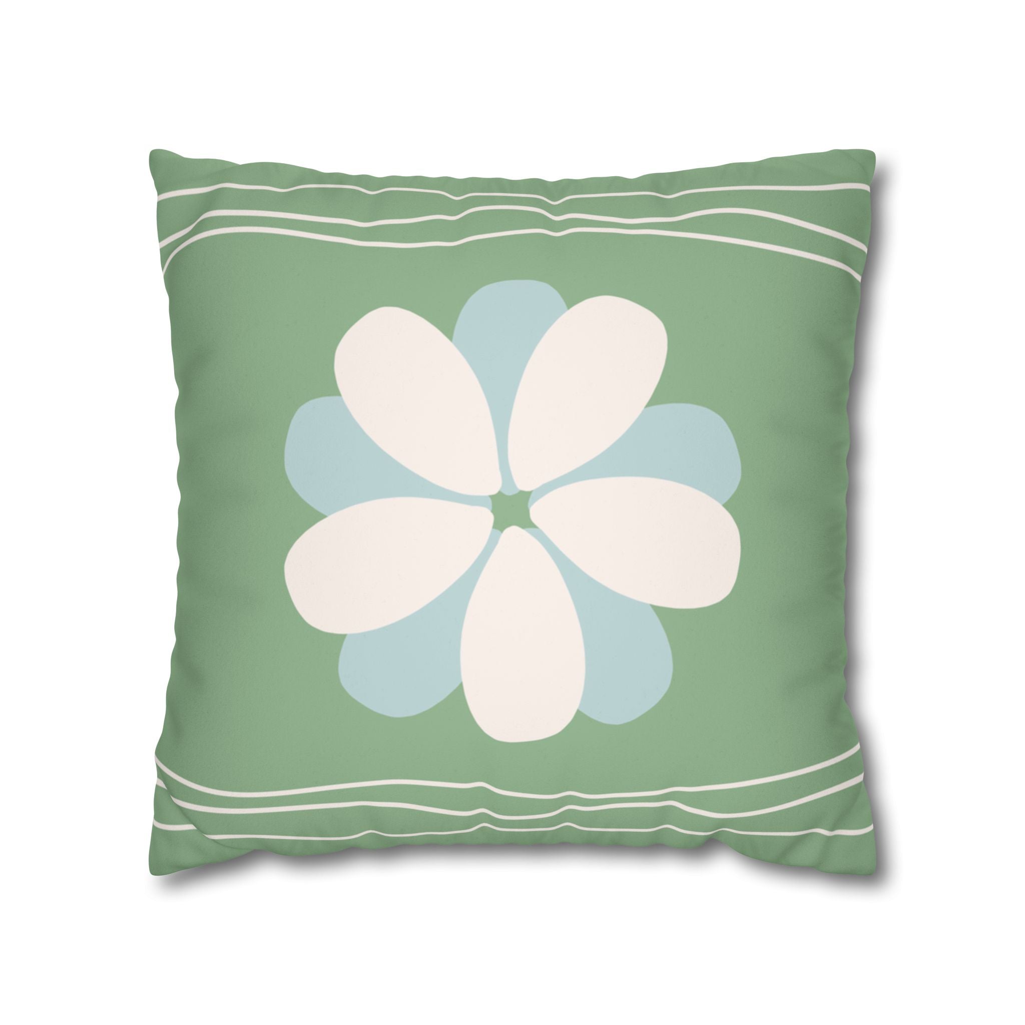 Retro Floral Green Decorative Faux Suede Pillow Cover