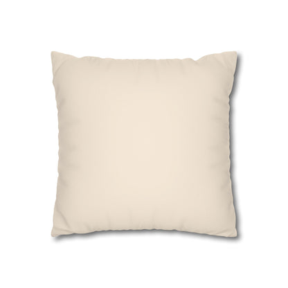Beige Geometric Mandala Faux Suede Pillow Cover — Square Decorative Throw Pillowcase