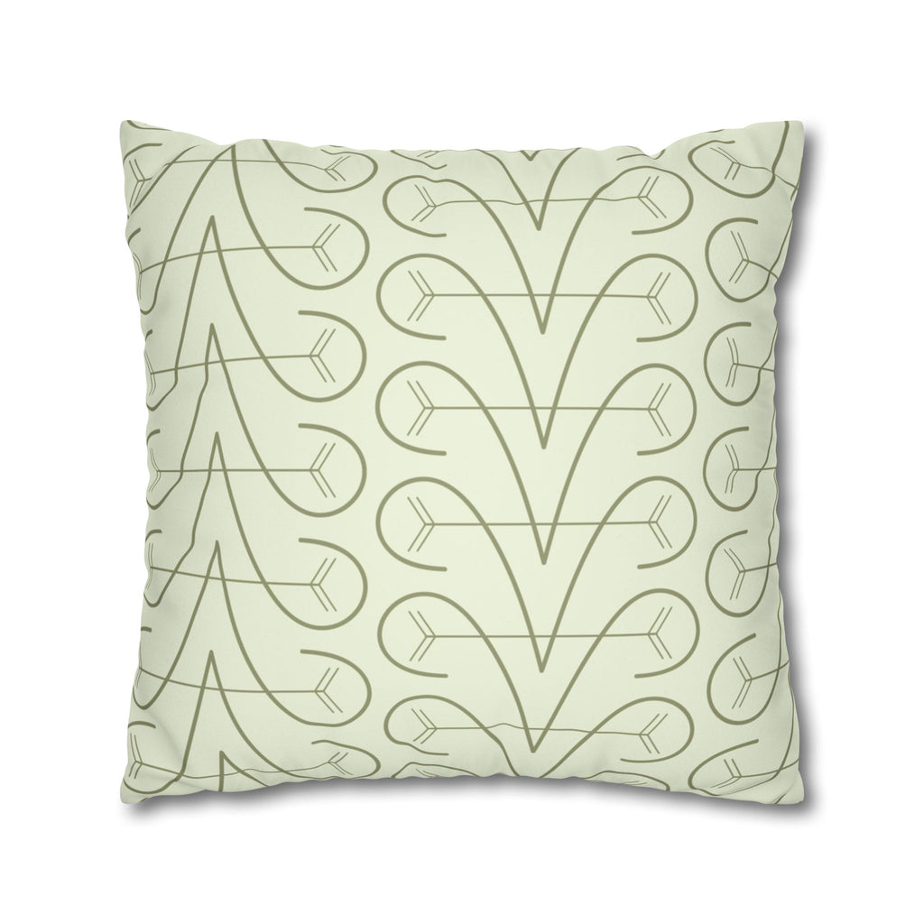 Sage Geometric Scroll Pattern Faux Suede Pillow Cover