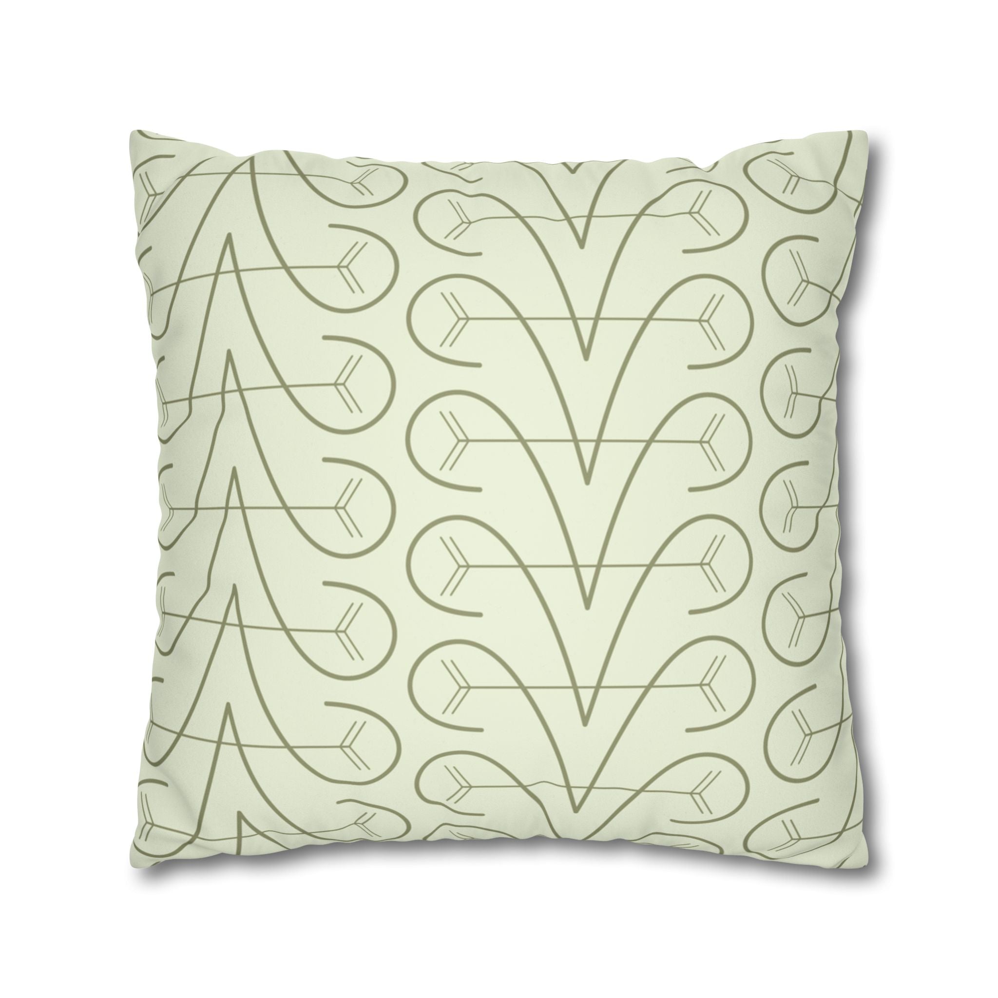 Sage Geometric Scroll Pattern Faux Suede Pillow Cover