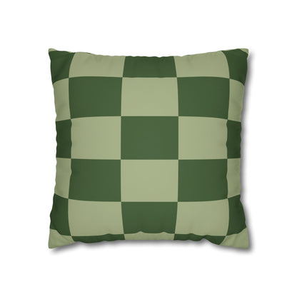 Green Checkerboard Faux Suede Pillowcase