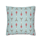 Pastel Blue & Coral Tribal Arrows Pattern Faux Suede Pillow Cover