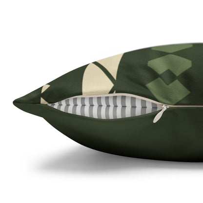 Green Aztec Faux Suede Pillowcase — Square Decorative Throw Pillow Cover