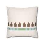 Neutral Beachy Beige & Aqua Coastal Stripe Faux Suede Pillow Cover
