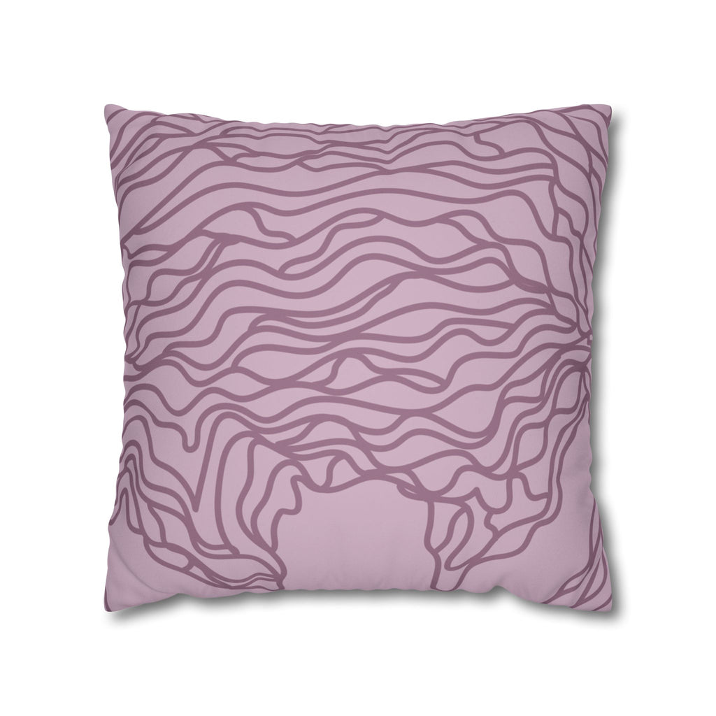 Mauve Wavy Lines Faux Suede Pillow Cover