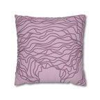 Mauve Wavy Lines Faux Suede Pillow Cover