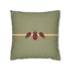 Sage and Ochre Ladybugs Faux Suede Pillow Cover