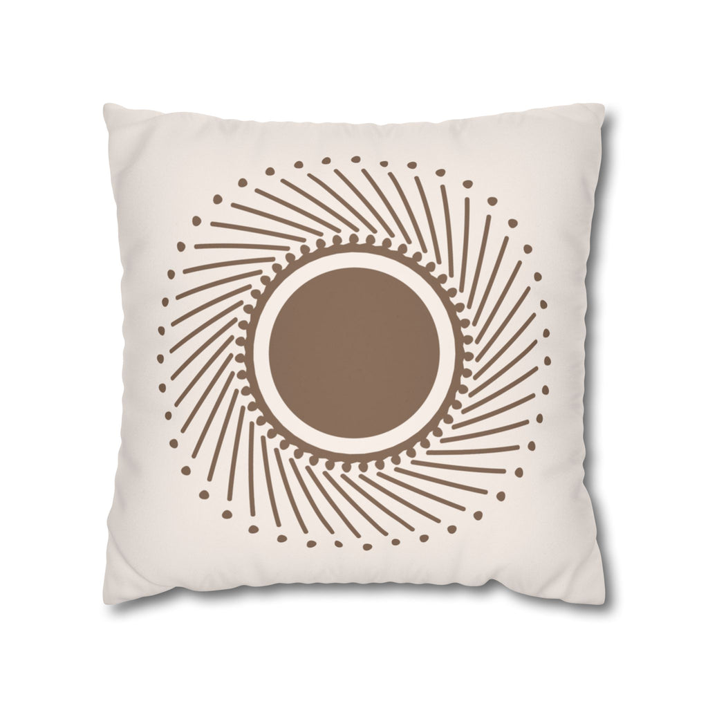 Boho Brown Sunburst Faux Suede Pillow Cover