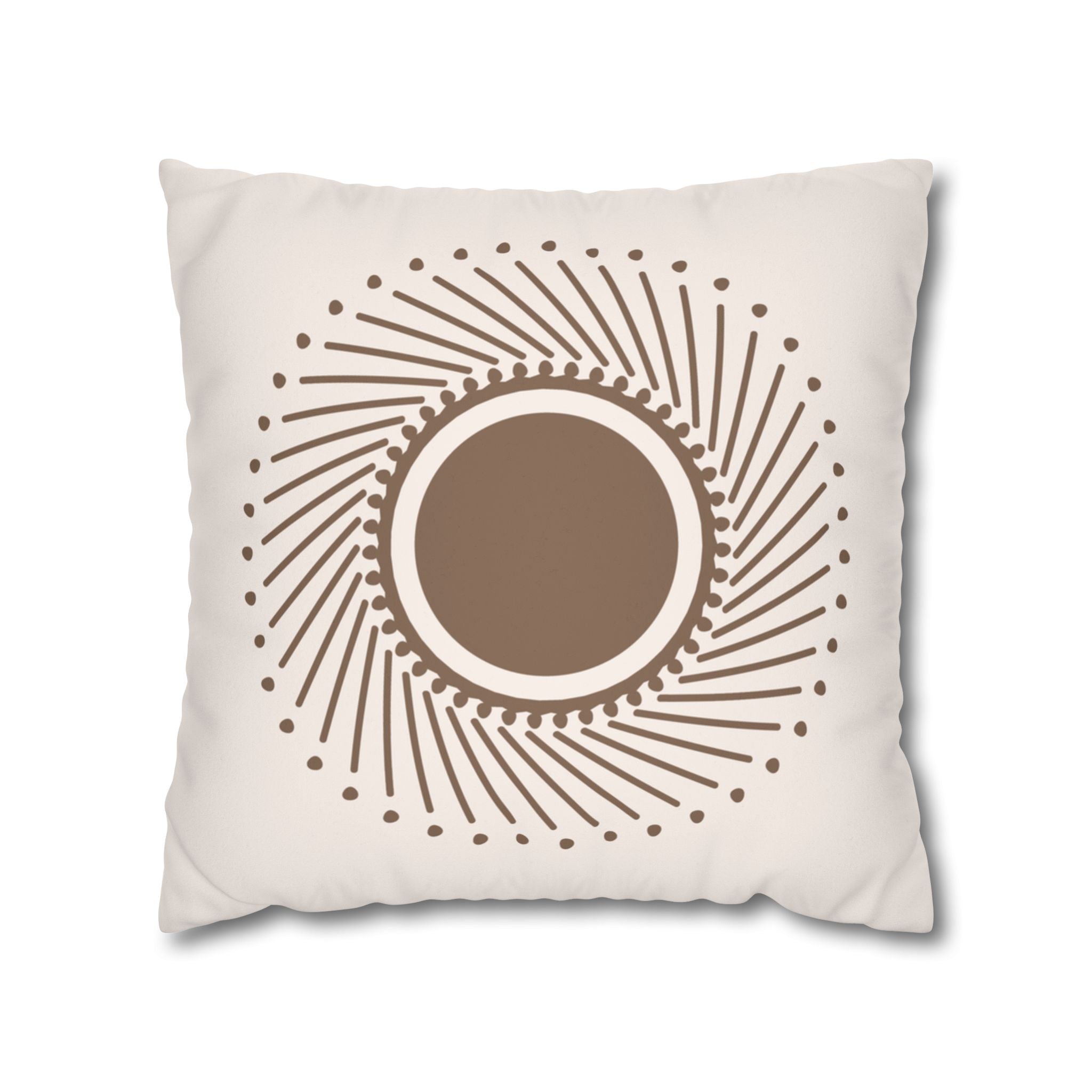 Boho Brown Sunburst Faux Suede Pillow Cover