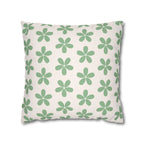 Green Floral Faux Suede Pillow Cover