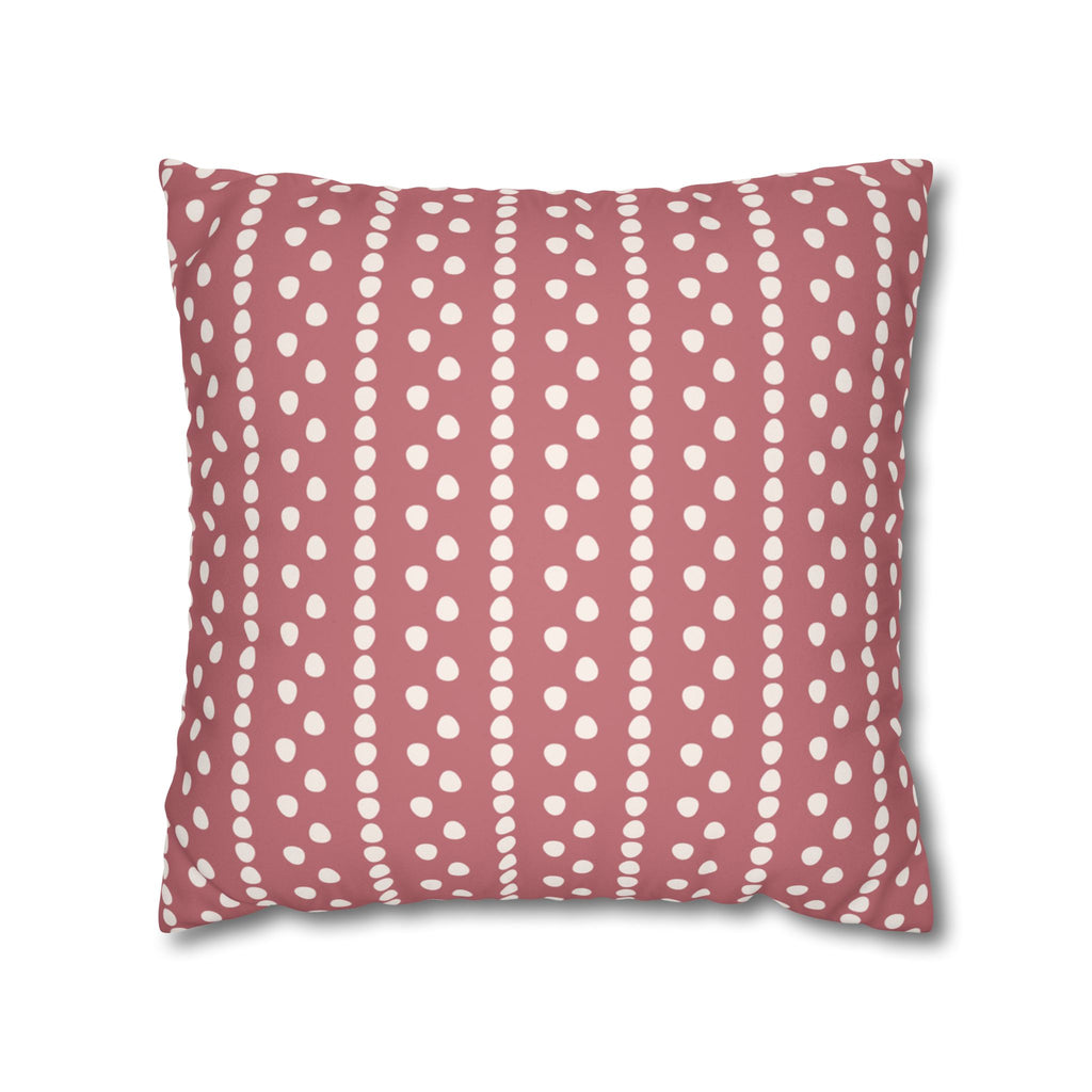 Polka Dot Stripes Faux Suede Pillow Cover