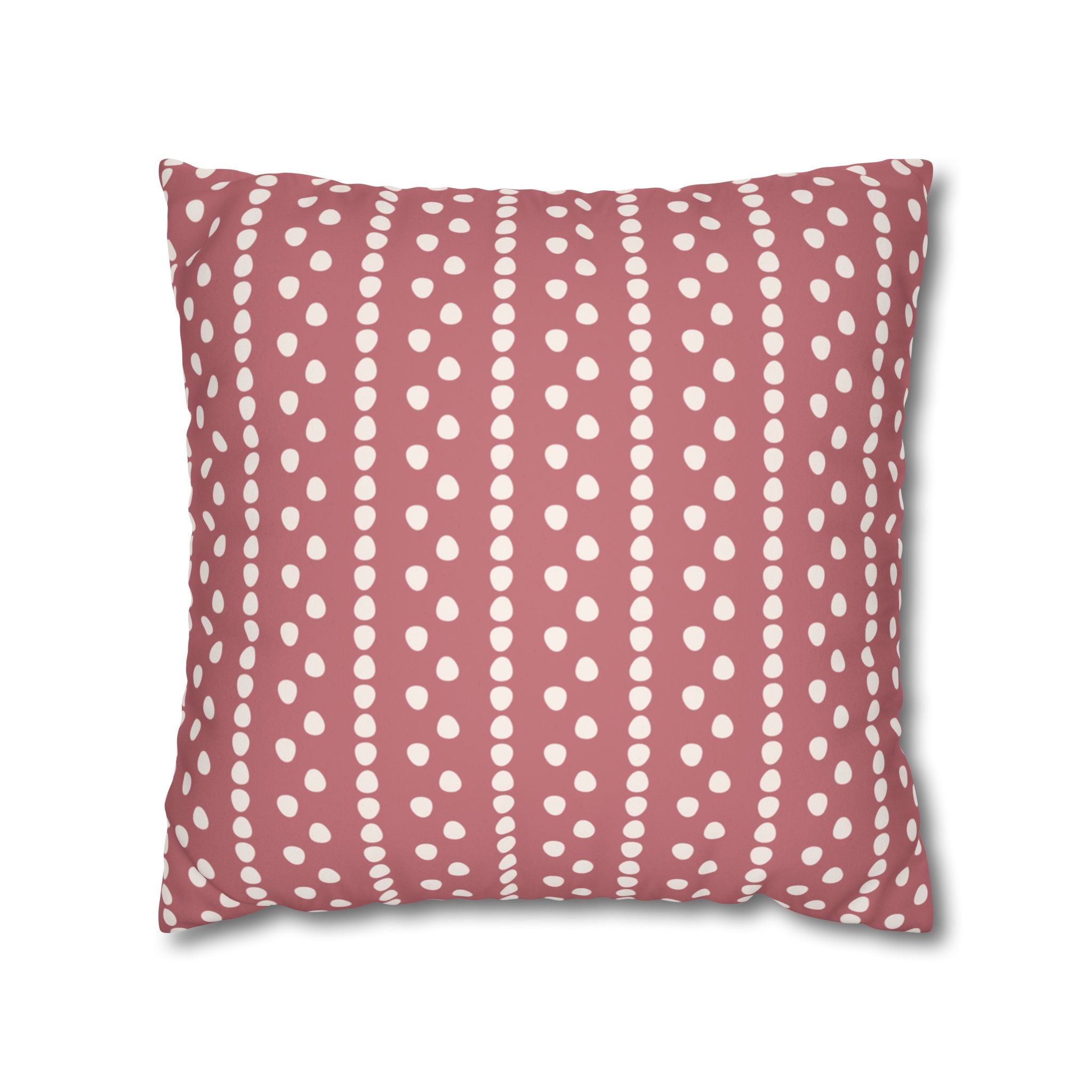 Polka Dot Stripes Faux Suede Pillow Cover