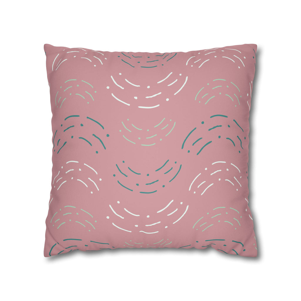 Dusty Rose Icy Arcs Faux Suede Pillow Cover