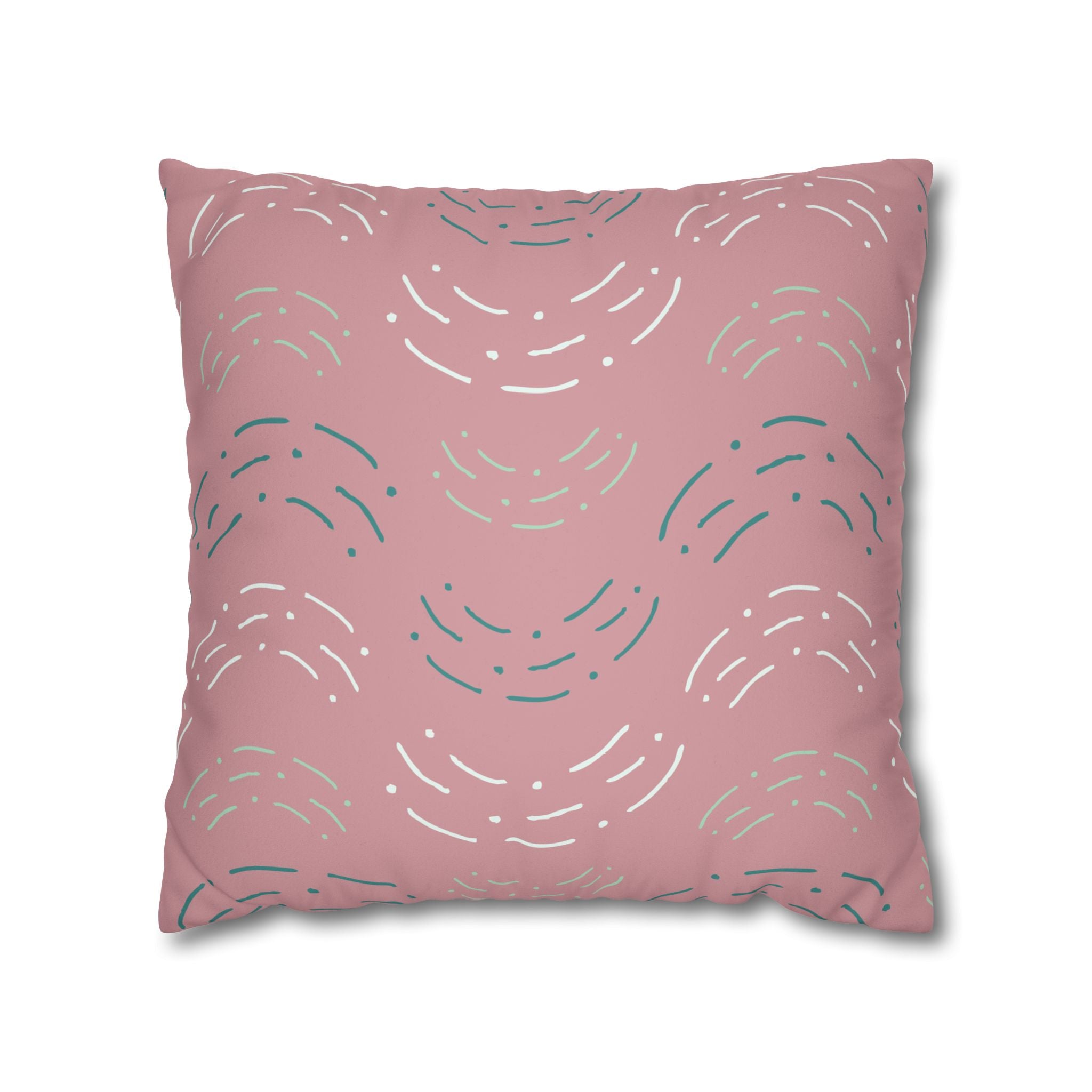 Dusty Rose Icy Arcs Faux Suede Pillow Cover