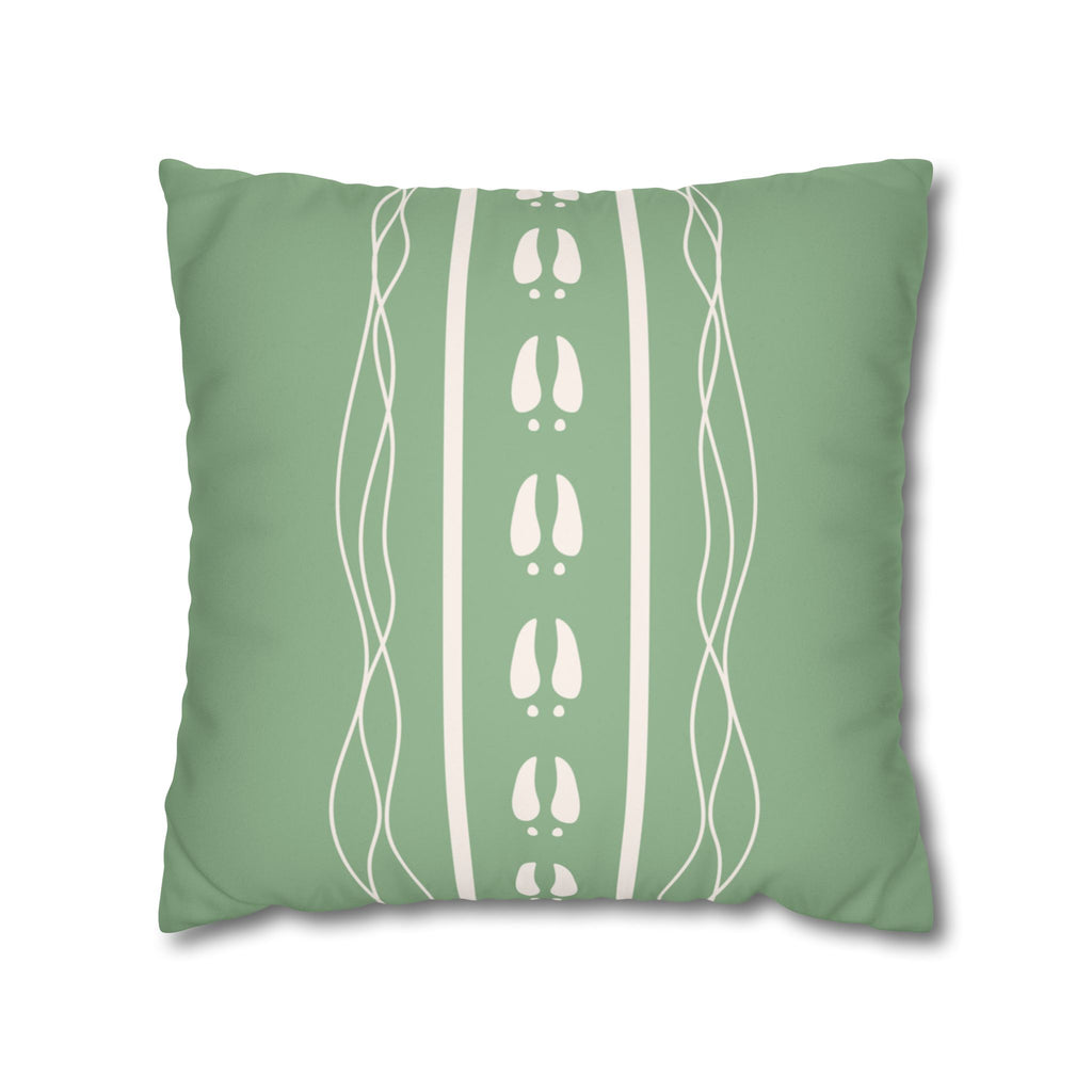 Green Deer Track Stripe Faux Suede Pillow Cover