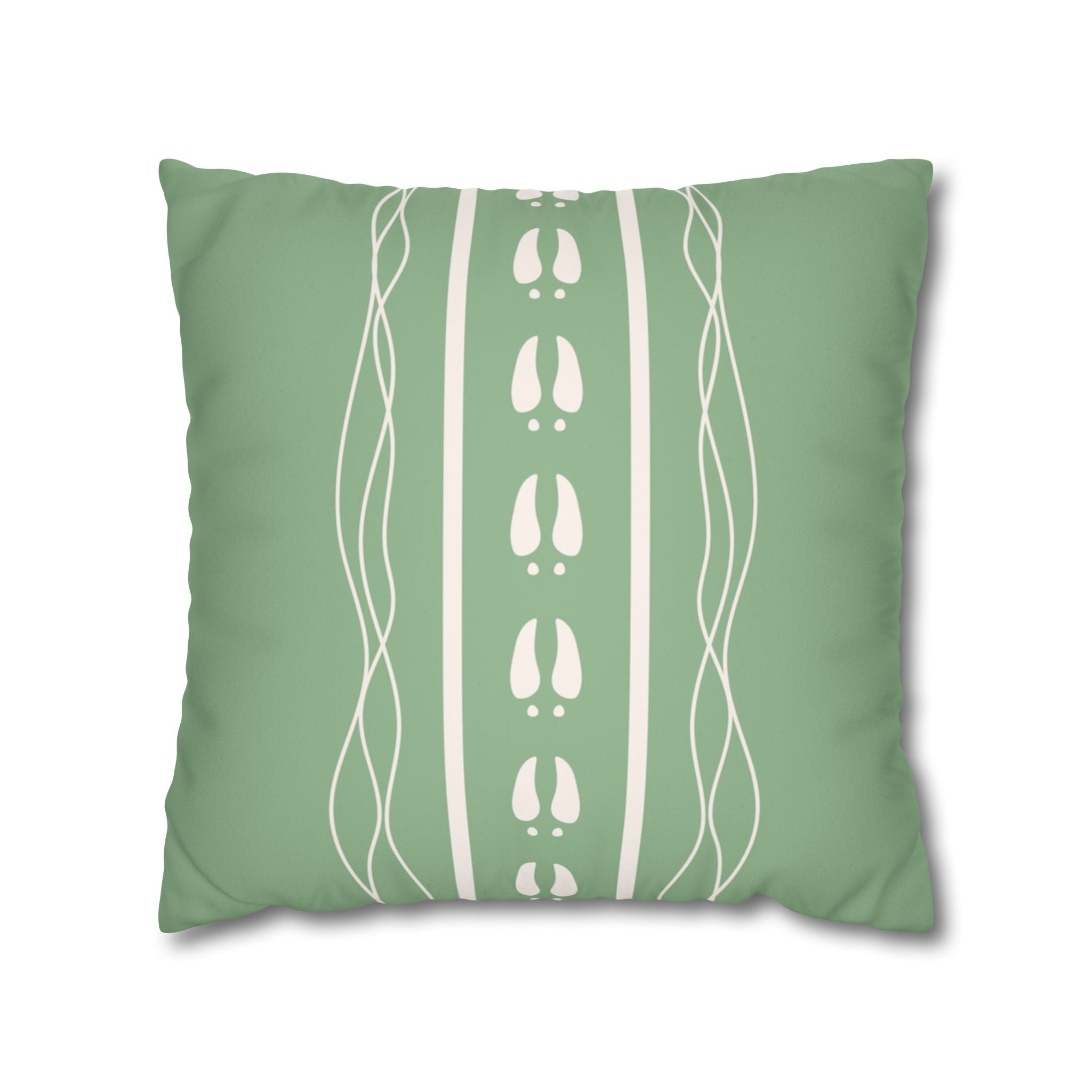 Green Deer Track Stripe Faux Suede Pillow Cover