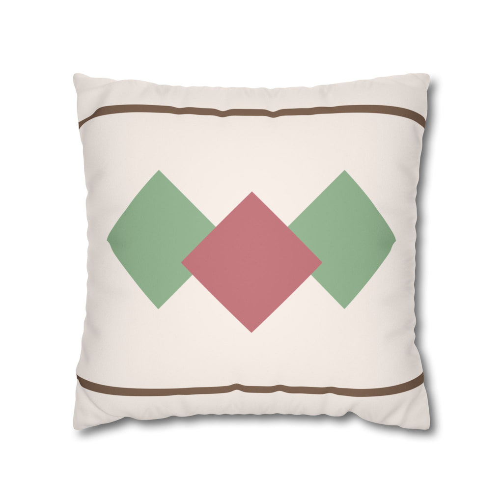 Blush & Sage Geometric Diamond Faux Suede Pillow Cover
