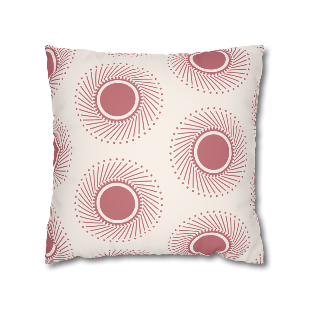 Dusty Rose Sunbursts Faux Suede Pillow Cover