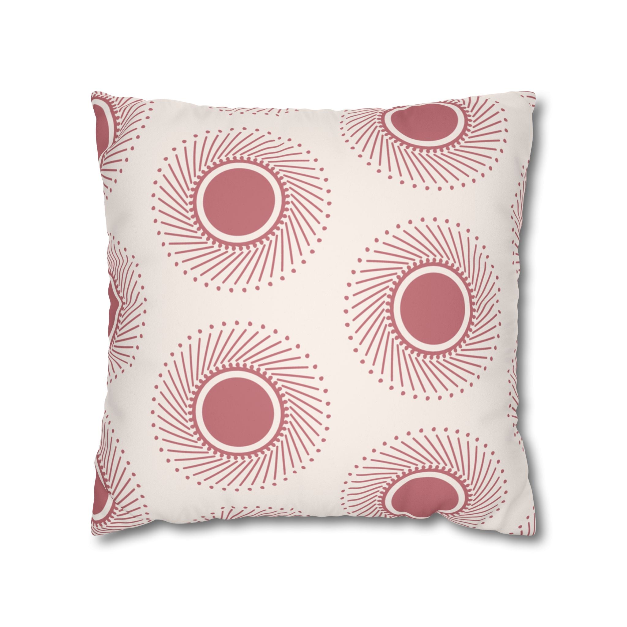 Dusty Rose Sunbursts Faux Suede Pillow Cover