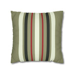 Olive Stripe Faux Suede Pillow Cover