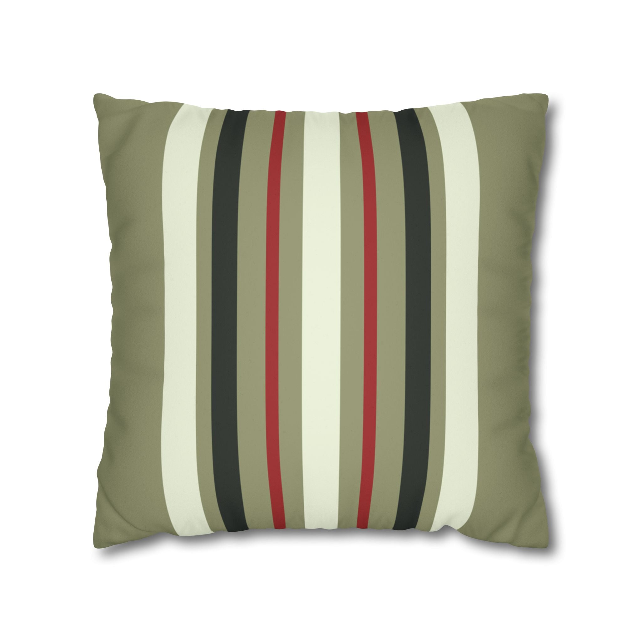 Olive Stripe Faux Suede Pillow Cover