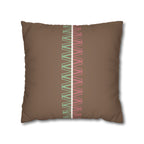 Brown Boho Zigzag Accent Faux Suede Pillow Cover