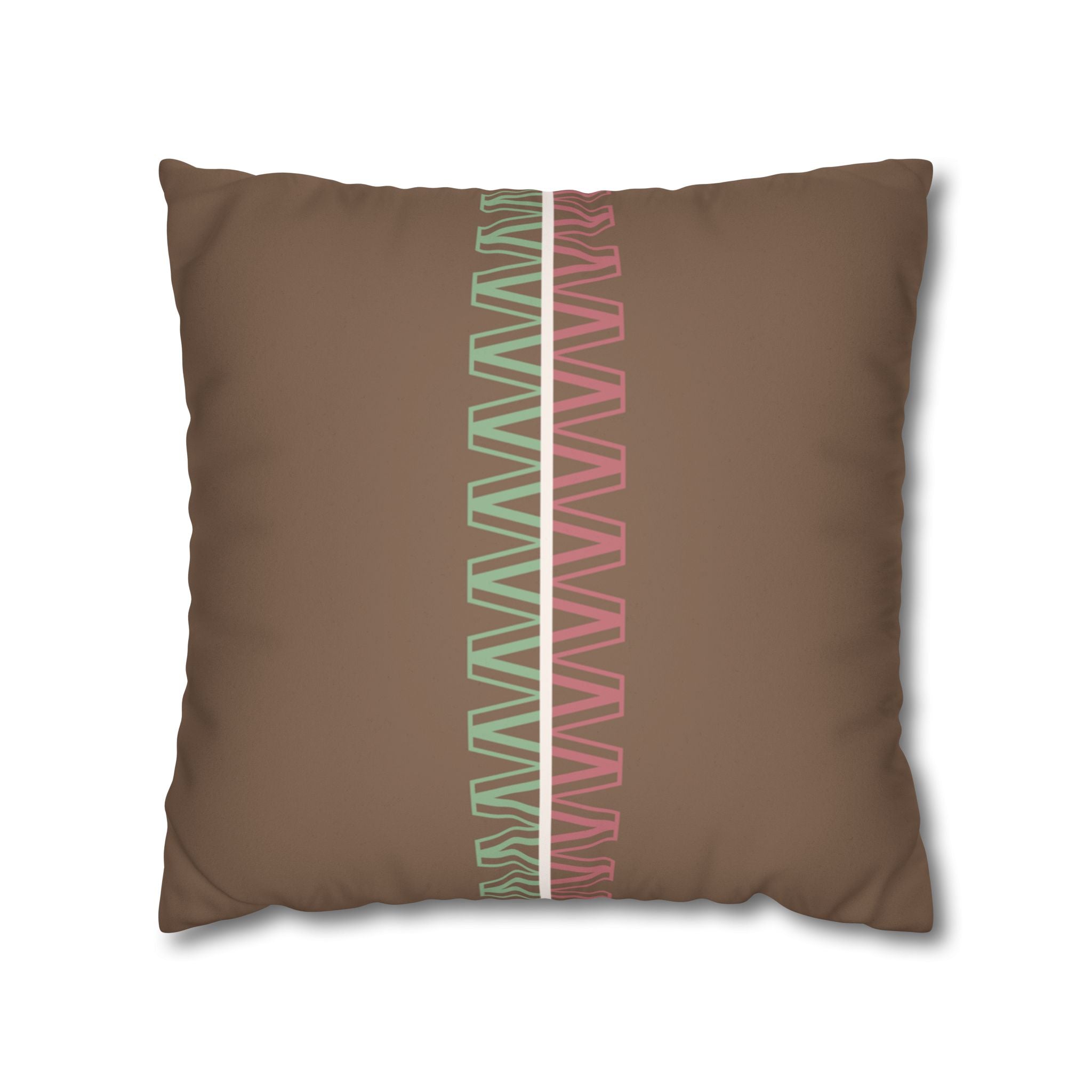 Brown Boho Zigzag Accent Faux Suede Pillow Cover