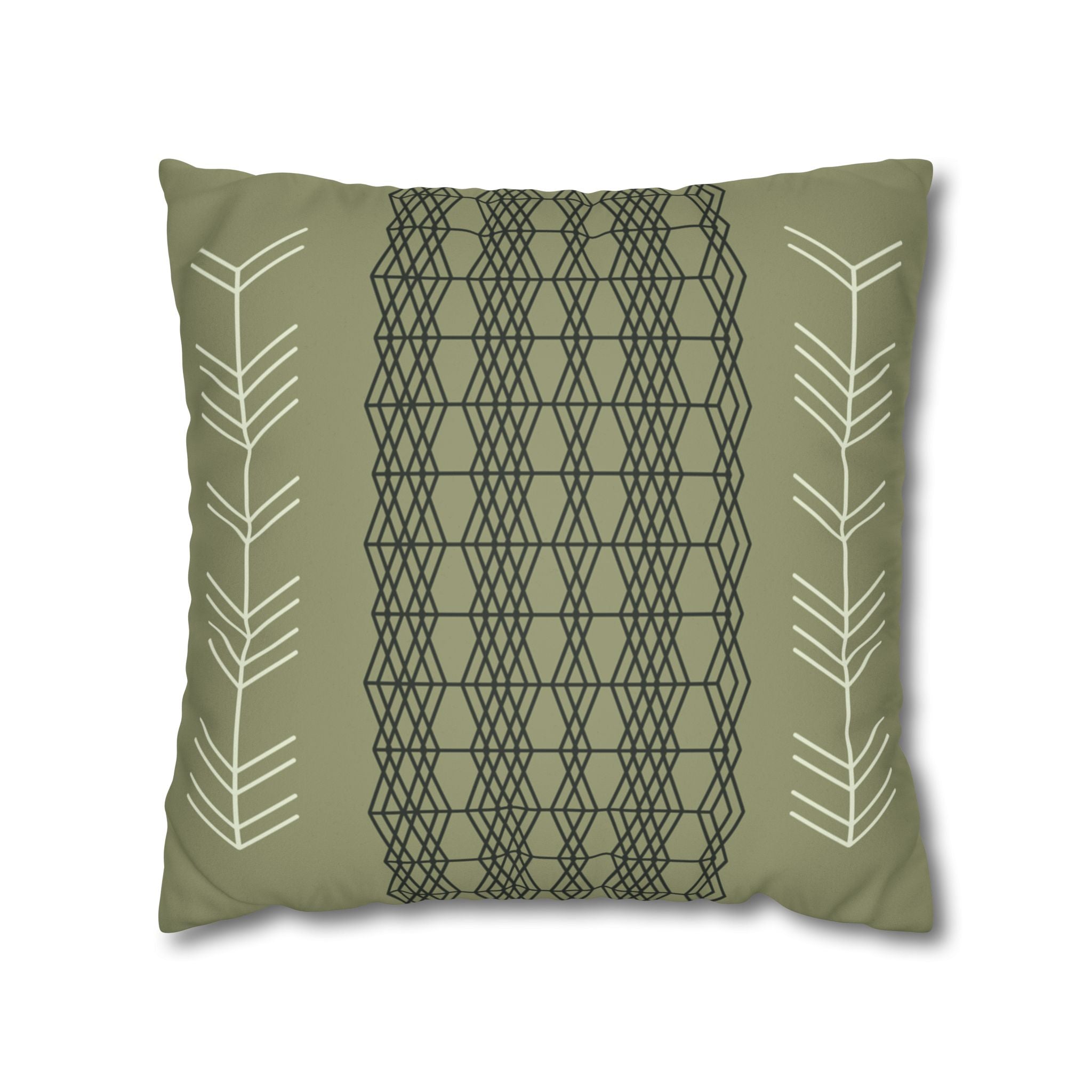 Boho Olive Arrow Faux Suede Pillow Cover
